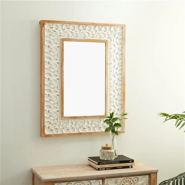 Cheap ✨ Grayson Lane 35.5-in x 27.5-in Rectangle White Farmhouse Framed Wall Mirror 🎉 2 Cheap ✨ Grayson Lane 35.5-in x 27.5-in Rectangle White Farmhouse Framed Wall Mirror 🎉 - Image 2