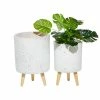 Coupon ⭐ Grayson Lane 9.80-in x 15-in White Ceramic Planters - Set of 2 🛒