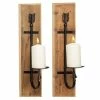 Hot Sale 👏 Grayson Lane 6-in x 24-in Brown Industrial Wall Mount Candle Holders - Set of 2 ❤️
