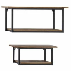 Budget 🌟 Grayson Lane 28-in and 20-in Brown Metal Industrial Wall Shelf - Set of 2 😍