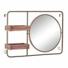 Flash Sale 🧨 Grayson Lane 20-in x 29-in Brown Iron Glam Wall Shelves with Mirror ✔️