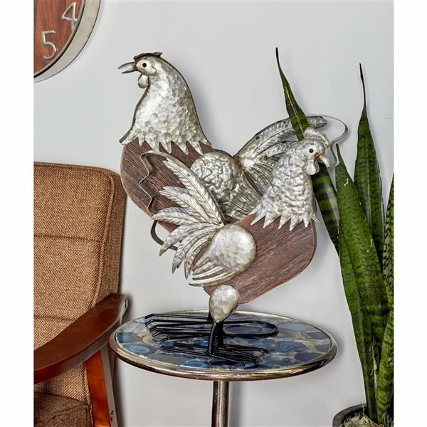 Brand new ✔️ GRAYSON LANE Greyson Lane 16-in x 13-in Silver Rooster Garden Statues - Set of 2 😉 2 Brand new ✔️ GRAYSON LANE Greyson Lane 16-in x 13-in Silver Rooster Garden Statues - Set of 2 😉 - Image 2