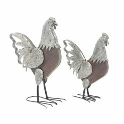 Brand new ✔️ GRAYSON LANE Greyson Lane 16-in x 13-in Silver Rooster Garden Statues - Set of 2 😉