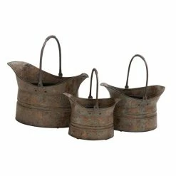 Cheapest 🎉 Grayson Lane 17-in x 11-in Grey Metal Planters - Set of 3 🤩