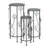 Hot Sale 👏 Grayson Lane 28-in Black Outdoor Round Cast Iron Plant Stands - Set of 3 👏