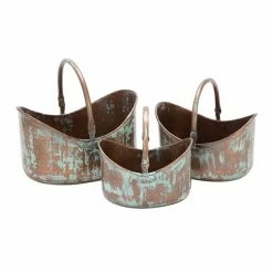 Cheapest 🛒 Grayson Lane 15-in x 10-in Copper Metal Planters - Set of 3 🔥