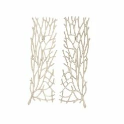 New 🧨 Grayson Lane 10-in x 34-in Silver Aluminum Modern Floral Wall Decor - Set of 2 ✨