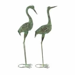 Cheapest ⌛ GRAYSON LANE Greyson Lane 40-in x 14-in Green Flamingo Garden Statues - Set of 2 ✔️