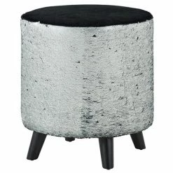 Buy 😍 Grayson Lane Modern Black Polyester/Wood Round Ottoman 🎁 -GRAYSON LANE Sales 2022 330940712 AlternateImage5 l