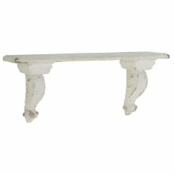 New ✔️ Grayson Lane 7-in x 31-in x 13-in White Wood Farmhouse Wall Shelf ✔️