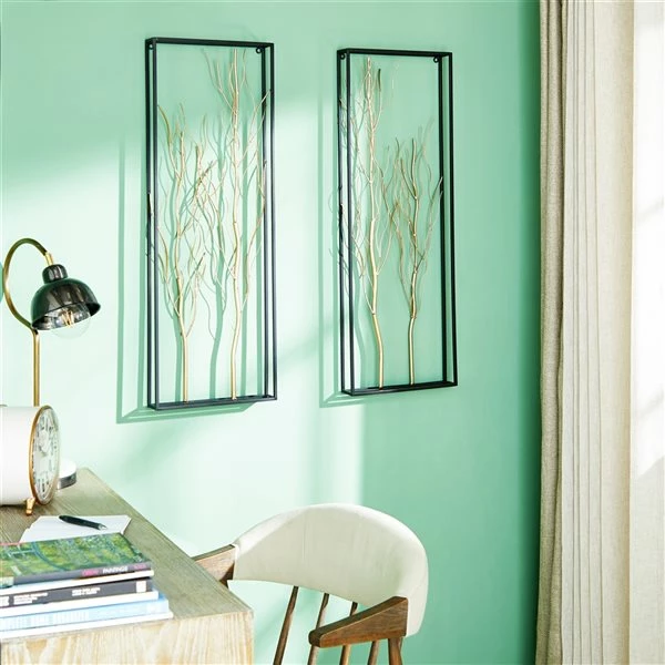 Cheapest ❤️ Grayson Lane 13-in x 36-in Gold Metal Glam Floral Wall Decor - Set of 2 🔥 2 Cheapest ❤️ Grayson Lane 13-in x 36-in Gold Metal Glam Floral Wall Decor - Set of 2 🔥 - Image 2