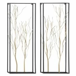 Cheapest โค๏ธ Grayson Lane 13-in x 36-in Gold Metal Glam Floral Wall Decor - Set of 2 ๐ฅ