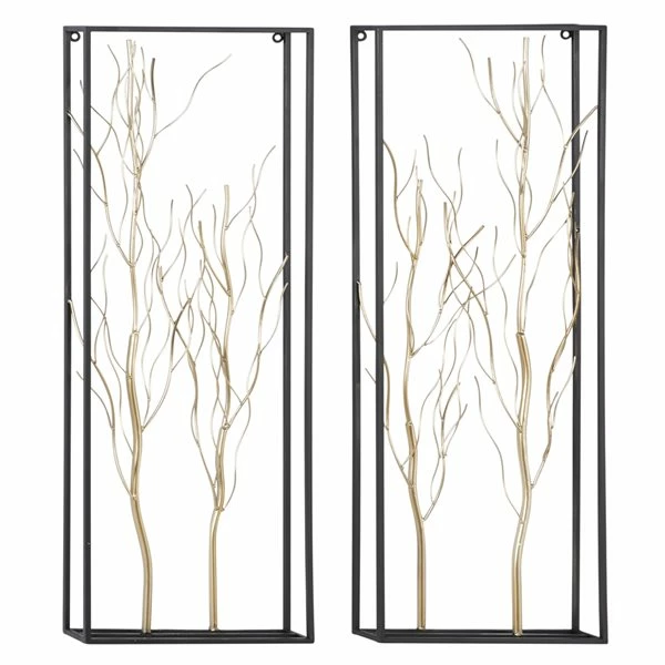 Cheapest ❤️ Grayson Lane 13-in x 36-in Gold Metal Glam Floral Wall Decor - Set of 2 🔥 1 Cheapest ❤️ Grayson Lane 13-in x 36-in Gold Metal Glam Floral Wall Decor - Set of 2 🔥