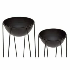 Best Sale 🥰 Grayson Lane 12-in x 28-in Black Metal Planters - Set of 2 🌟 -GRAYSON LANE Sales 2022 330940736 AlternateImage3 l