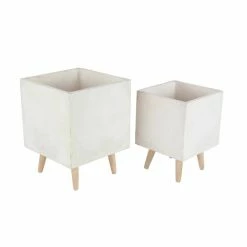 Best Pirce 🛒 Grayson Lane 14-in x 18-in White Clay Planters - Set of 2 ✨