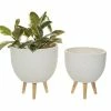 Best Pirce 🤩 Grayson Lane 14.5-in x 15.7-in White Ceramic Planters - Set of 2 ⭐