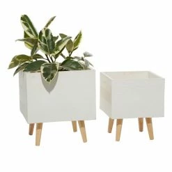 Cheap 😉 Grayson Lane 11-in x 13-in White Ceramic Planters - Set of 2 💯