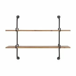 Hot Sale 😍 Grayson Lane 29-in x 37-in x 10-in Brown Wood Industrial Wall Shelf ❤️