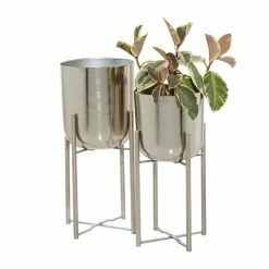 Flash Sale 🌟 Grayson Lane 11-in x 22-in Silver Metal Planters - Set of 2 💯
