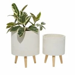 Wholesale ❤️ Grayson Lane 12.50-in x 15.95-in White Ceramic Planters - Set of 2 😉