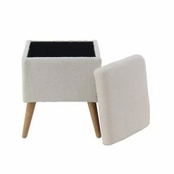 Outlet ⭐ Grayson Lane Modern White Fur and Wood Square Integrated Storage Ottoman 🛒 -GRAYSON LANE Sales 2022 330940784 AlternateImage5 l