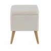 Outlet ⭐ Grayson Lane Modern White Fur and Wood Square Integrated Storage Ottoman 🛒