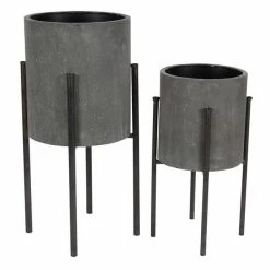Hot Sale 🔥 Grayson Lane 19-in x 23-in Grey Metal Planters - Set of 2 ✨