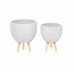 Promo 🧨 Grayson Lane 10.25-in x 12.75-in Grey Ceramic Planters - Set of 2 🥰 -GRAYSON LANE Sales 2022 330940793 AlternateImage5 l