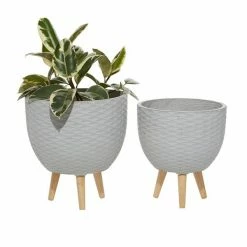 Promo 𧨠Grayson Lane 10.25-in x 12.75-in Grey Ceramic Planters - Set of 2 π₯°