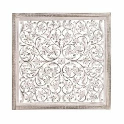 Discount 🤩 Grayson Lane 36-in x 36-in Mango Wooden Traditional Floral Wall Decor White 🥰