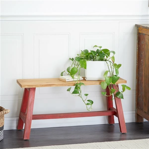 Cheapest ๐ Grayson Lane 17-in x 35-in Farmhouse Brown Wood Bench ๐งจ 2 Cheapest ๐ Grayson Lane 17-in x 35-in Farmhouse Brown Wood Bench ๐งจ - Image 2