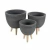 Outlet 😍 Grayson Lane 15-in x 16-in Contemporary Grey Clay Planters - Set of 3 🤩