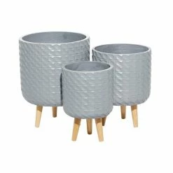 Top 10 🎉 Grayson Lane 14.15-in x 17.75-in Grey Ceramic Planters - Set of 3 🧨 -GRAYSON LANE Sales 2022 330940820 AlternateImage5 l