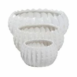 Brand new ⭐ Grayson Lane 17-in x 7-in White Stone Low Bowl Planters - Set of 3 🎁 -GRAYSON LANE Sales 2022 330940822 AlternateImage5 l