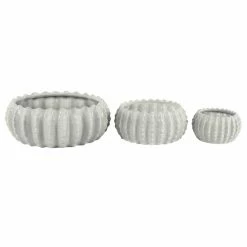 Brand new ⭐ Grayson Lane 17-in x 7-in White Stone Low Bowl Planters - Set of 3 🎁