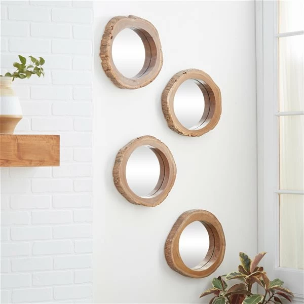 Best Sale 🥰 Grayson Lane 13-in x 13-in Round Brown Rustic Framed Wall Mirror - Set of 4 🧨 2 Best Sale 🥰 Grayson Lane 13-in x 13-in Round Brown Rustic Framed Wall Mirror - Set of 4 🧨 - Image 2
