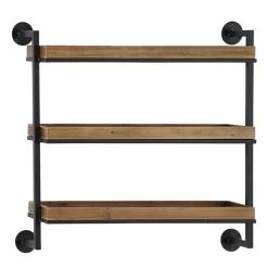 Coupon 🔔 Grayson Lane 7-in x 26-in Brown Metal and Wood Industrial Wall Shelves ✨