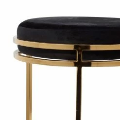 Discount 😀 Grayson Lane Modern Black Cotton and Metal Round Ottoman 👍 -GRAYSON LANE Sales 2022 330940858 AlternateImage3 l