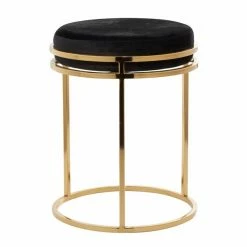 Discount 😀 Grayson Lane Modern Black Cotton and Metal Round Ottoman 👍 -GRAYSON LANE Sales 2022 330940858 AlternateImage5 l