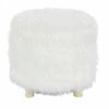 Outlet ⭐ Grayson Lane Modern White Fabric Round Ottoman 🎁