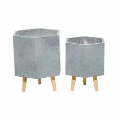New 😍 Grayson Lane 13.25-in x 17.15-in Grey Ceramic Planters - Set of 2 🤩 -GRAYSON LANE Sales 2022 330940867 AlternateImage5 l