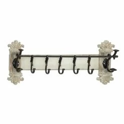 Best deal 👍 Grayson Lane 33-in x 13-in White Vintage Iron Wall Hook Rack ⌛