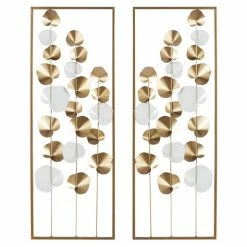 Brand new π Grayson Lane 12-in x 33.5-in Gold Metal Modern Floral Wall Decor - Set of 2 π