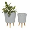 Best Sale ⌛ Grayson Lane 9.95-in x 14.30-in Grey Wood Planters - Set of 2 🔥
