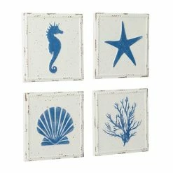 Buy 🥰 Grayson Lane 12-in x 12-in White Metal Coastal Wall Decor - Set of 4 ⌛ -GRAYSON LANE Sales 2022 330940905 AlternateImage7 l