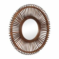 Hot Sale 🥰 Grayson Lane 30-in x 30-in Round Brown Boho Framed Wall Mirror 🔔 -GRAYSON LANE Sales 2022 330940912 AlternateImage5 l