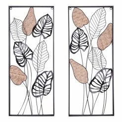 Buy 😉 Grayson Lane 12-in x 29.5-in Black Metal Contemporary Floral Wall Decor - Set of 2 🤩