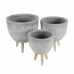 Hot Sale ❤️ Grayson Lane 15-in x 16-in Grey Clay Planters - Set of 3 ❤️