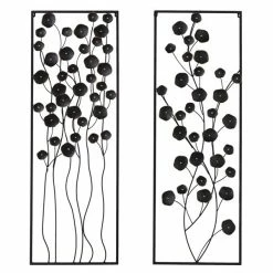 Outlet 😉 Grayson Lane 14.5-in x 42-in Black Metal Farmhouse Floral Wall Decor - Set of 2 ✔️