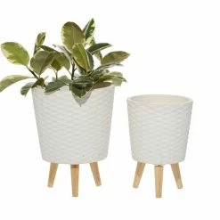 Cheap ⌛ Grayson Lane 9.90-in x 14.20-in White Wood Planters - Set of 2 🛒